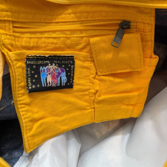 Laurel Burch Vintage Sun & Moon Rainbow Celestial Magic Embroidered Canvas Tote - Picture 7 of 7